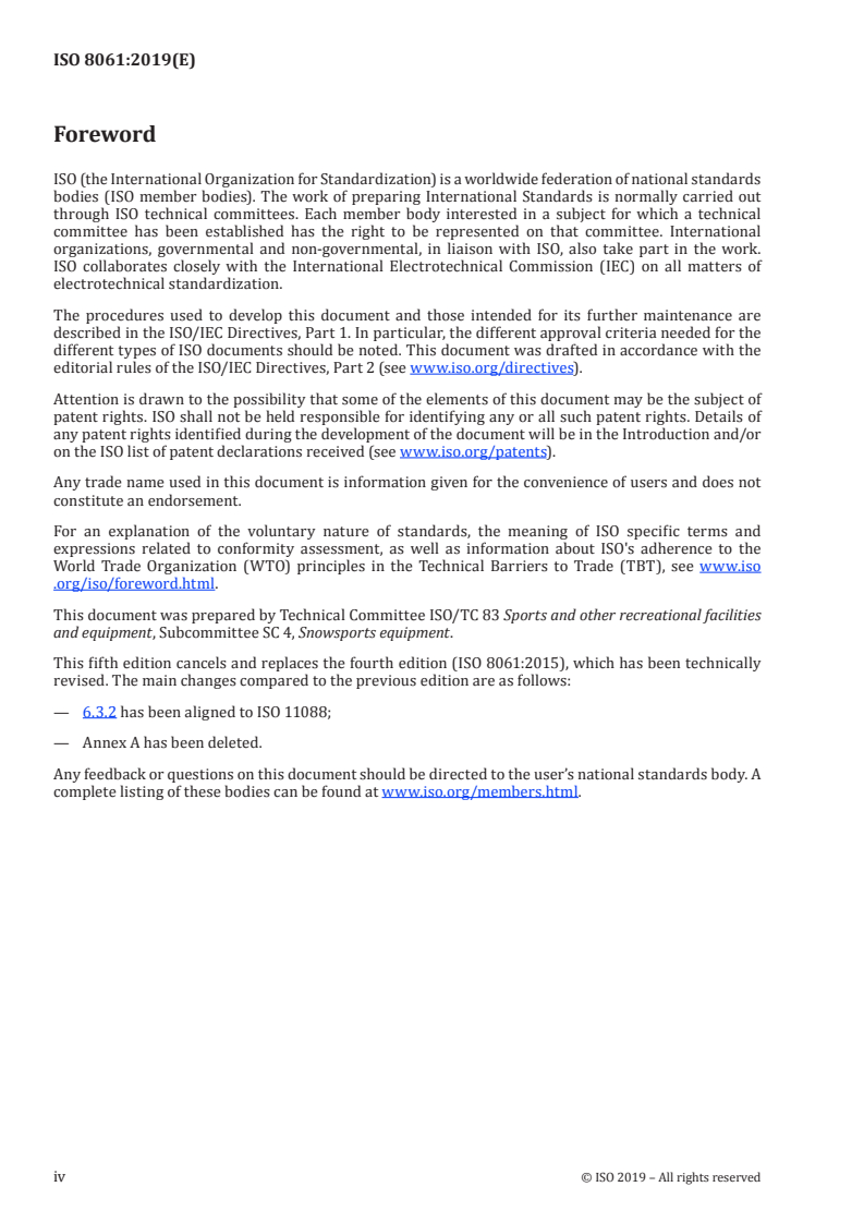 ISO 8061:2019 ISO 8061:2019 - Alpine ski-bindings — Selection of release torques values/8/2019 - Page 4 preview