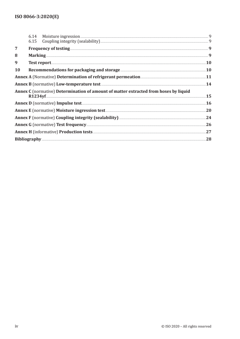 ISO 8066-3:2020 ISO 8066-3:2020 - Rubber and plastics hoses and hose assemblies for automotive air conditioning — Specification — Part 3: Refrigerant 1234yf/14/2020 - Page 4 preview