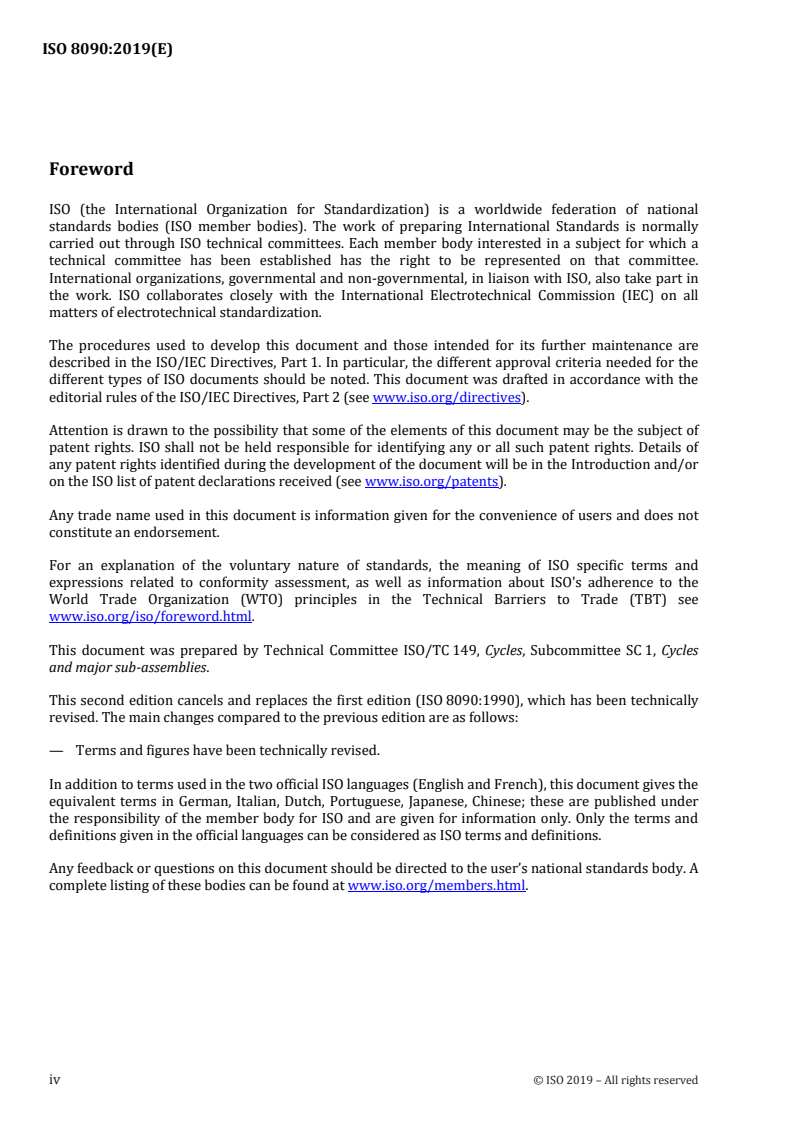 ISO 8090:2019 ISO 8090:2019 - Cycles — Terminology/30/2019 - Page 4 preview