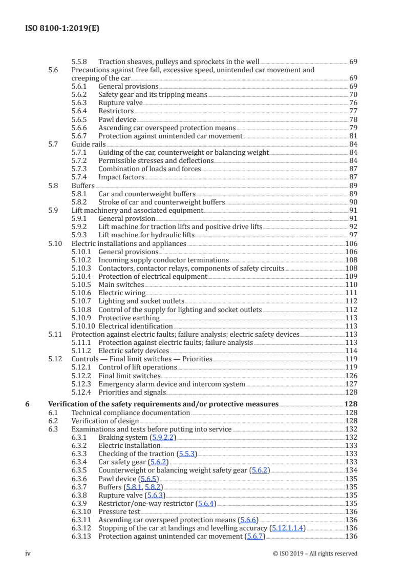 ISO 8100-1:2019 ISO 8100-1:2019 - Lifts for the transport of persons and goods — Part 1: Safety rules for the construction and installation of passenger and goods passenger lifts/19/2019 - Page 4 preview