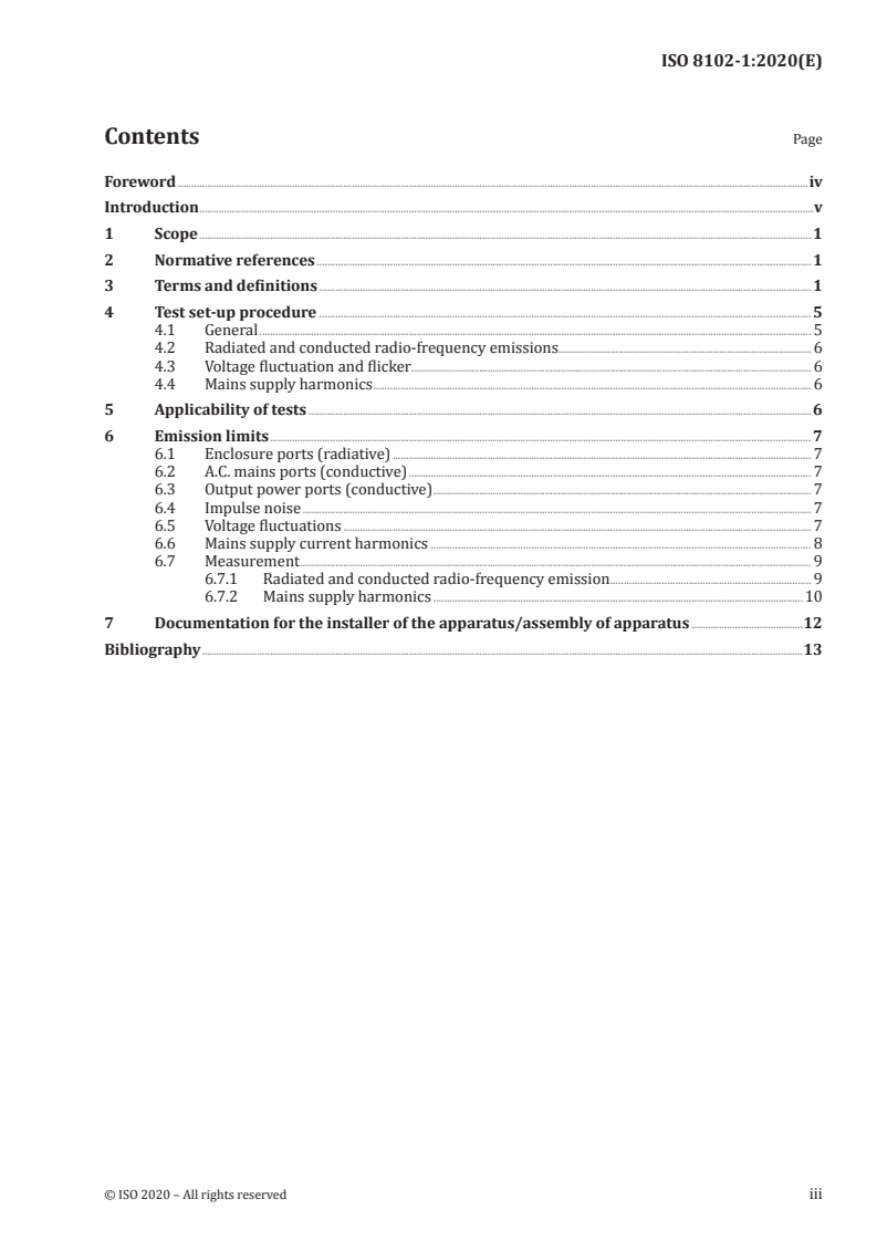 ISO 8102-1:2020 ISO 8102-1:2020 - Electrical requirements for lifts, escalators and moving walks — Part 1: Electromagnetic compatibility with regard to emission/18/2020 - Page 3 preview