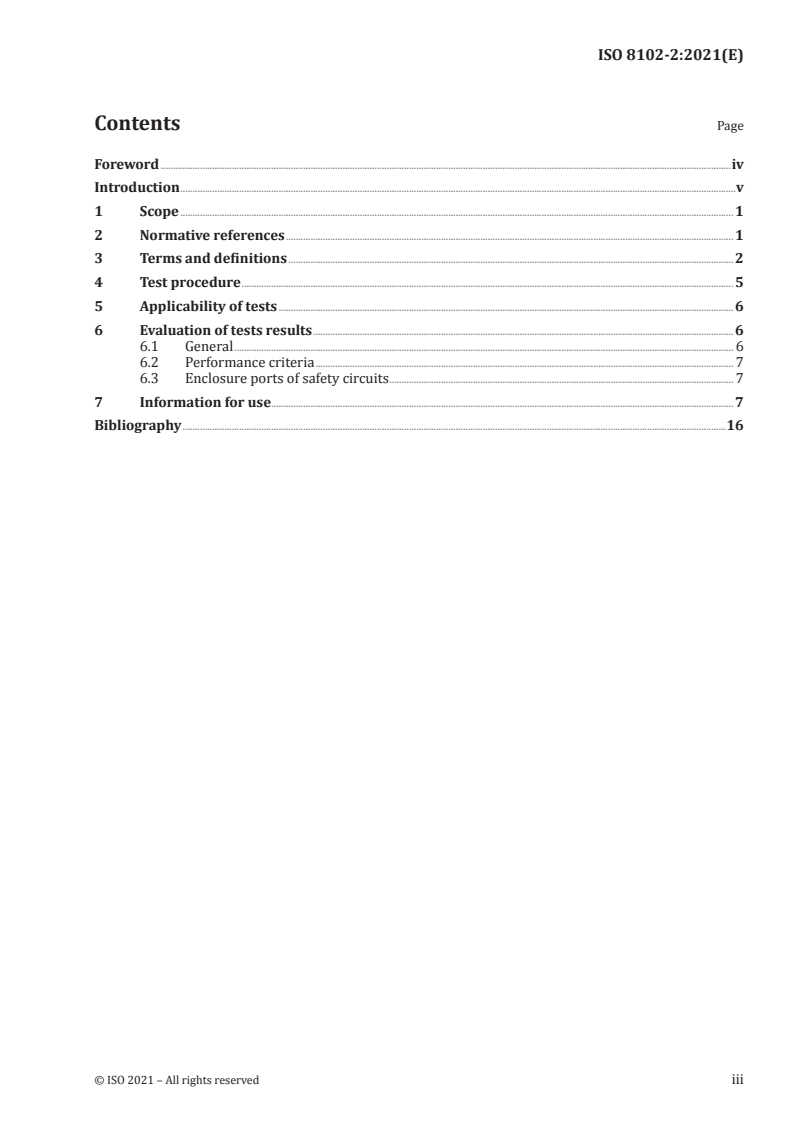 ISO 8102-2:2021 ISO 8102-2:2021 - Electrical requirements for lifts, escalators and moving walks — Part 2: Electromagnetic compatibility with regard to immunity/13/2021 - Page 3 preview