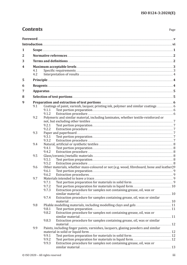ISO 8124-3:2020 ISO 8124-3:2020 - Safety of toys — Part 3: Migration of certain elements/16/2020 - Page 3 preview