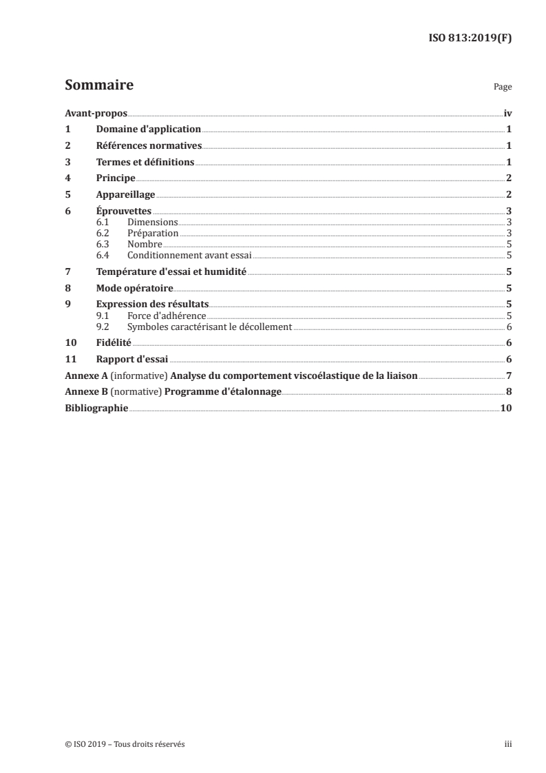 ISO 813:2019 ISO 813:2019 - Caoutchouc vulcanisé ou thermoplastique — Détermination de l'adhérence à un substrat rigide — Méthode par pelage à angle droit/17/2019 - Page 3 preview