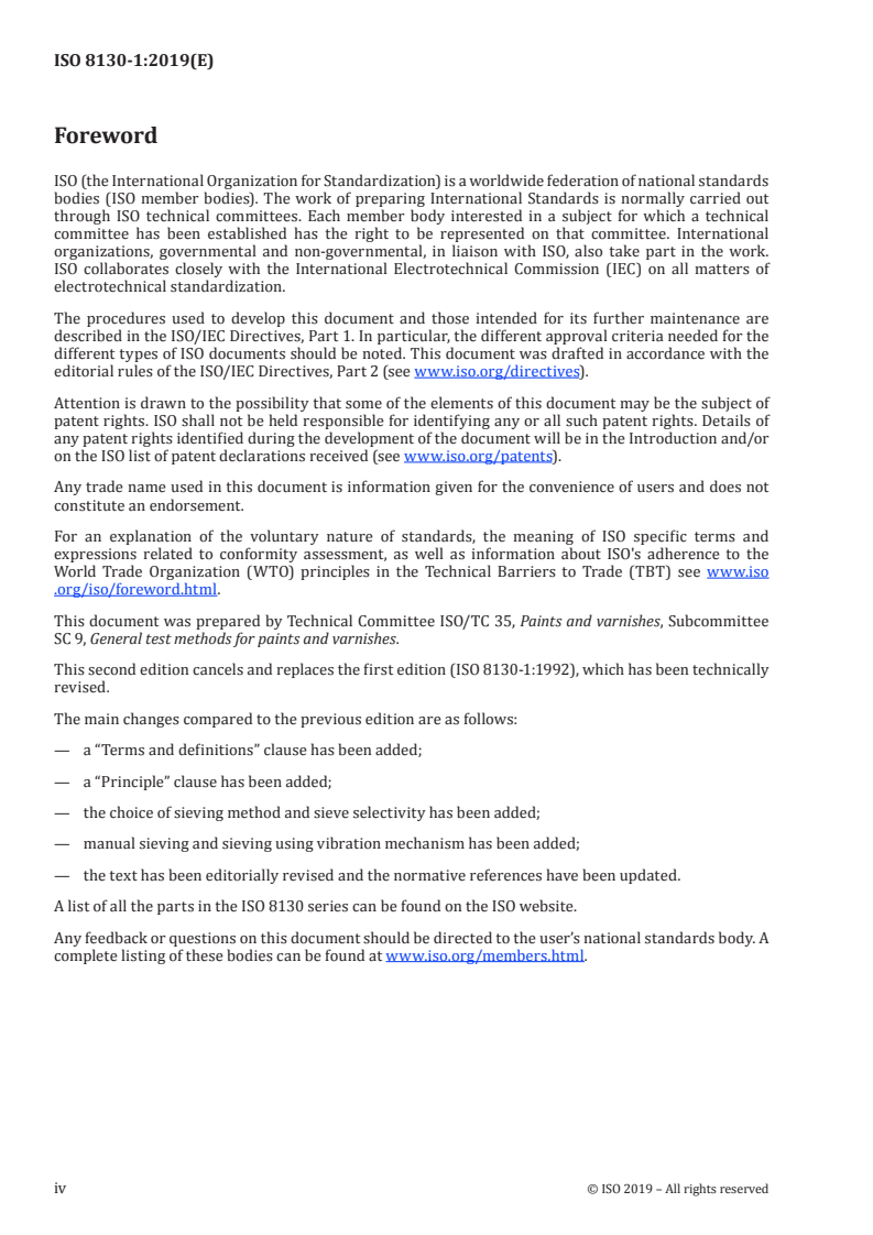 ISO 8130-1:2019 ISO 8130-1:2019 - Coating powders — Part 1: Determination of particle size distribution by sieving/1/2019 - Page 4 preview