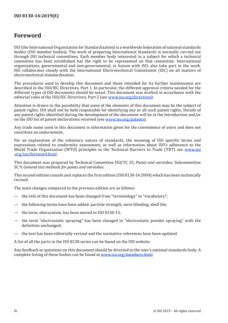 ISO 8130-14:2019 ISO 8130-14:2019 - Coating powders — Part 14: Vocabulary/1/2019 - Page 4 preview