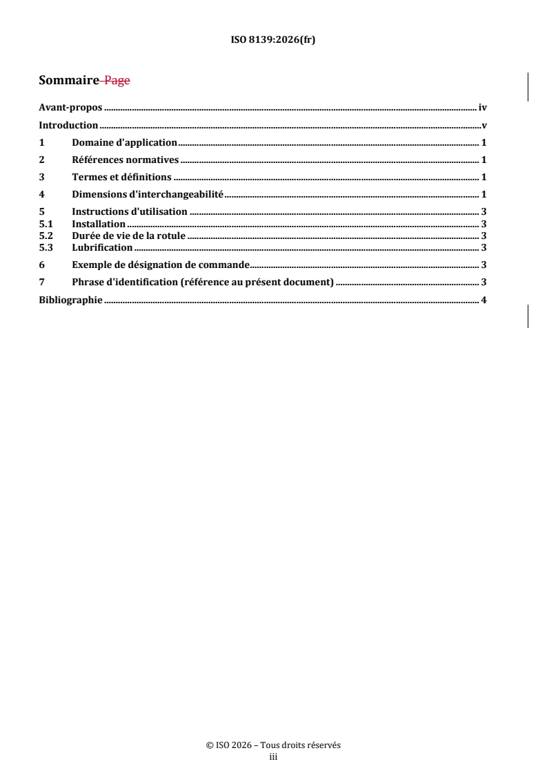 ISO 8139:2026 REDLINE ISO 8139:2026 - Transmissions pneumatiques — Vérins, série 1 000 kPa (10 bar) — Dimensions d'interchangeabilité des tenons à rotule d'extrémité de tige - Page 3 preview
