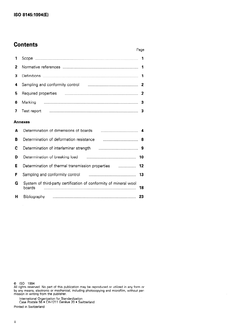 ISO 8145:1994 ISO 8145:1994 - Thermal insulation — Mineral wool board for overdeck insulation of roofs — Specification/20/1994 - Page 2 preview