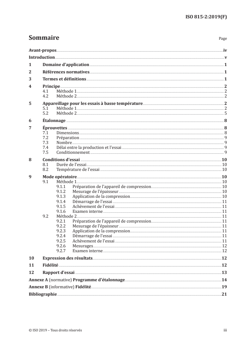ISO 815-2:2019 ISO 815-2:2019 - Caoutchouc vulcanisé ou thermoplastique — Détermination de la déformation rémanente après compression — Partie 2: À basses températures/26/2019 - Page 3 preview