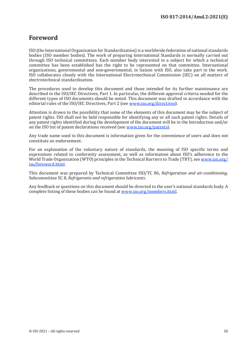 ISO 817:2014/Amd 2:2021 ISO 817:2014/Amd 2:2021 - Refrigerants — Designation and safety classification — Amendment 2/8/2021 - Page 3 preview