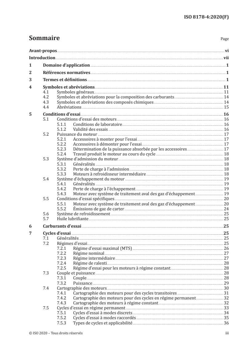 ISO 8178-4:2020 ISO 8178-4:2020 - Moteurs alternatifs à combustion interne — Mesurage des émissions de gaz d'échappement — Partie 4: Cycles d'essai à l'état stable et transitoires pour différentes applications des moteurs/24/2020 - Page 3 preview