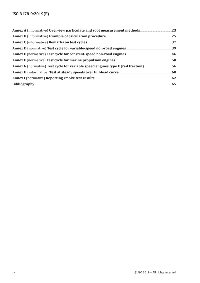 ISO 8178-9:2019 ISO 8178-9:2019 - Reciprocating internal combustion engines — Exhaust emission measurement — Part 9: Test cycles and test procedures for measurement of exhaust gas smoke emissions from compression ignition engines using an opacimeter/22/2019 - Page 4 preview