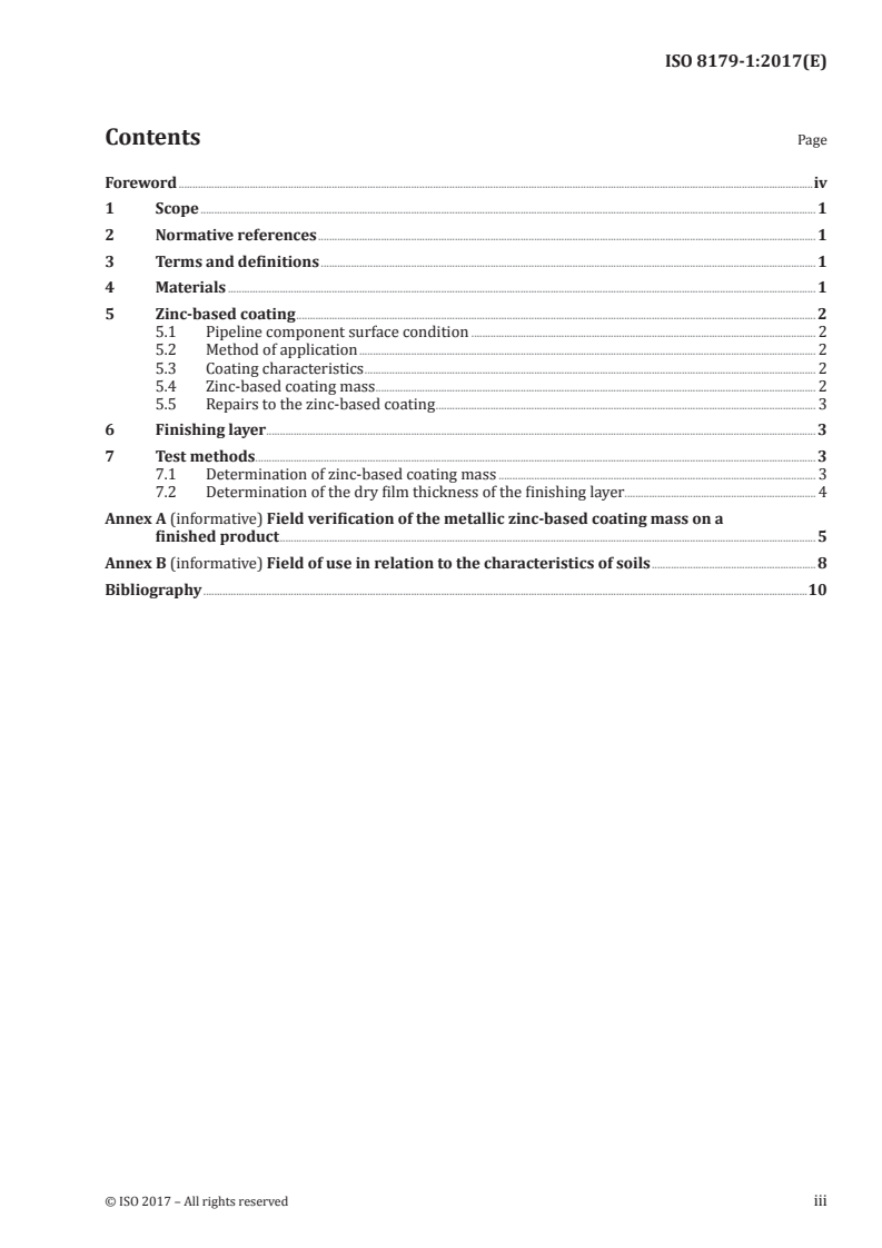 ISO 8179-1:2017 ISO 8179-1:2017 - Ductile iron pipes, fittings, accessories and their joints — External zinc-based coating — Part 1: Metallic zinc with finishing layer/25/2017 - Page 3 preview