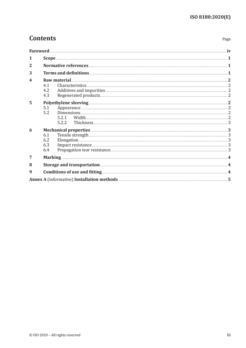 ISO 8180:2020 ISO 8180:2020 - Ductile iron pipelines — Polyethylene sleeving for site application/26/2020 - Page 3 preview