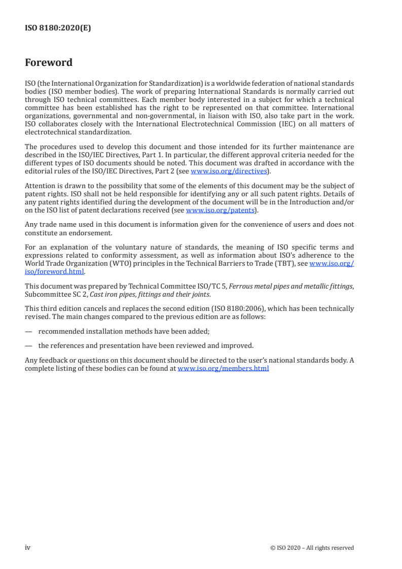 ISO 8180:2020 ISO 8180:2020 - Ductile iron pipelines — Polyethylene sleeving for site application/26/2020 - Page 4 preview