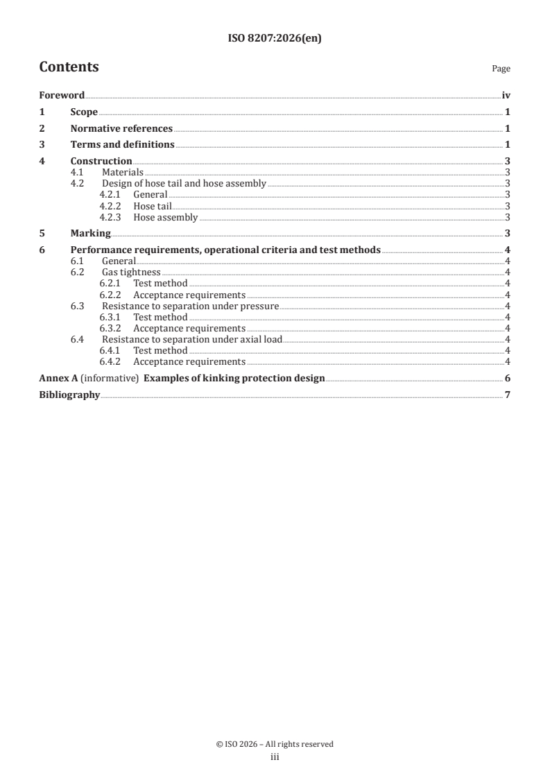 ISO 8207:2026 ISO 8207:2026 - Gas welding equipment — Specification for hose assemblies for equipment for welding, cutting and allied processes - Page 3 preview