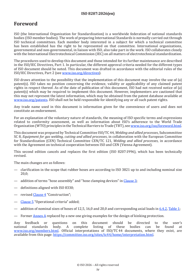 ISO 8207:2026 ISO 8207:2026 - Gas welding equipment — Specification for hose assemblies for equipment for welding, cutting and allied processes - Page 4 preview