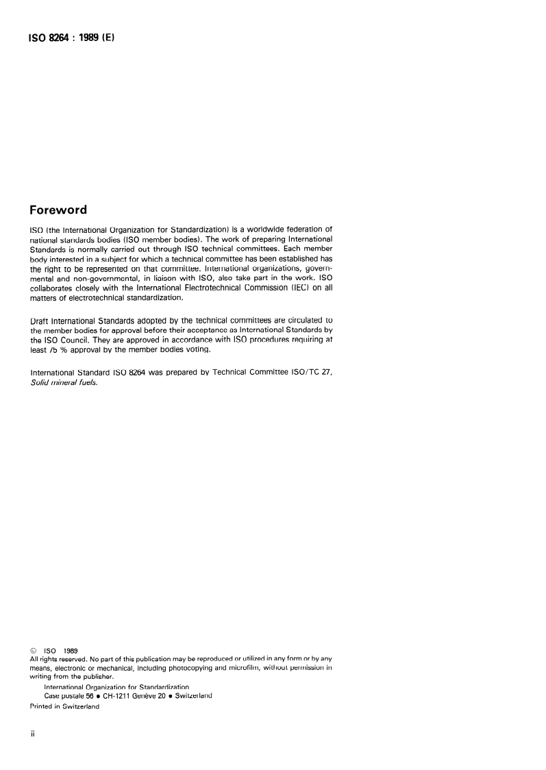 ISO 8264:1989 ISO 8264:1989 - Hard coal — Determination of the swelling properties using a dilatometer/23/1989 - Page 2 preview