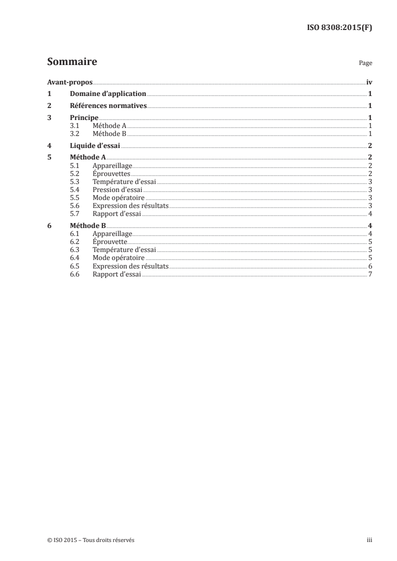 ISO 8308:2015 ISO 8308:2015 - Tuyaux et tubes en caoutchouc et en plastique — Détermination de la transmission des liquides à travers les parois des tuyaux et des tubes/27/2015 - Page 3 preview