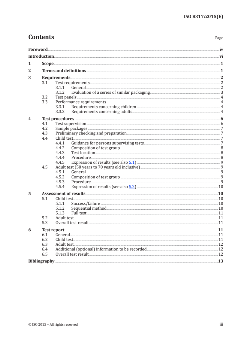 ISO 8317:2015 ISO 8317:2015 - Child-resistant packaging — Requirements and testing procedures for reclosable packages/5/2015 - Page 3 preview