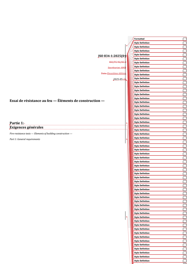 REDLINE ISO 834-1:2025 - Essai de résistance au feu — Éléments de construction — Partie 1: Exigences générales
Released:25. 06. 2025
