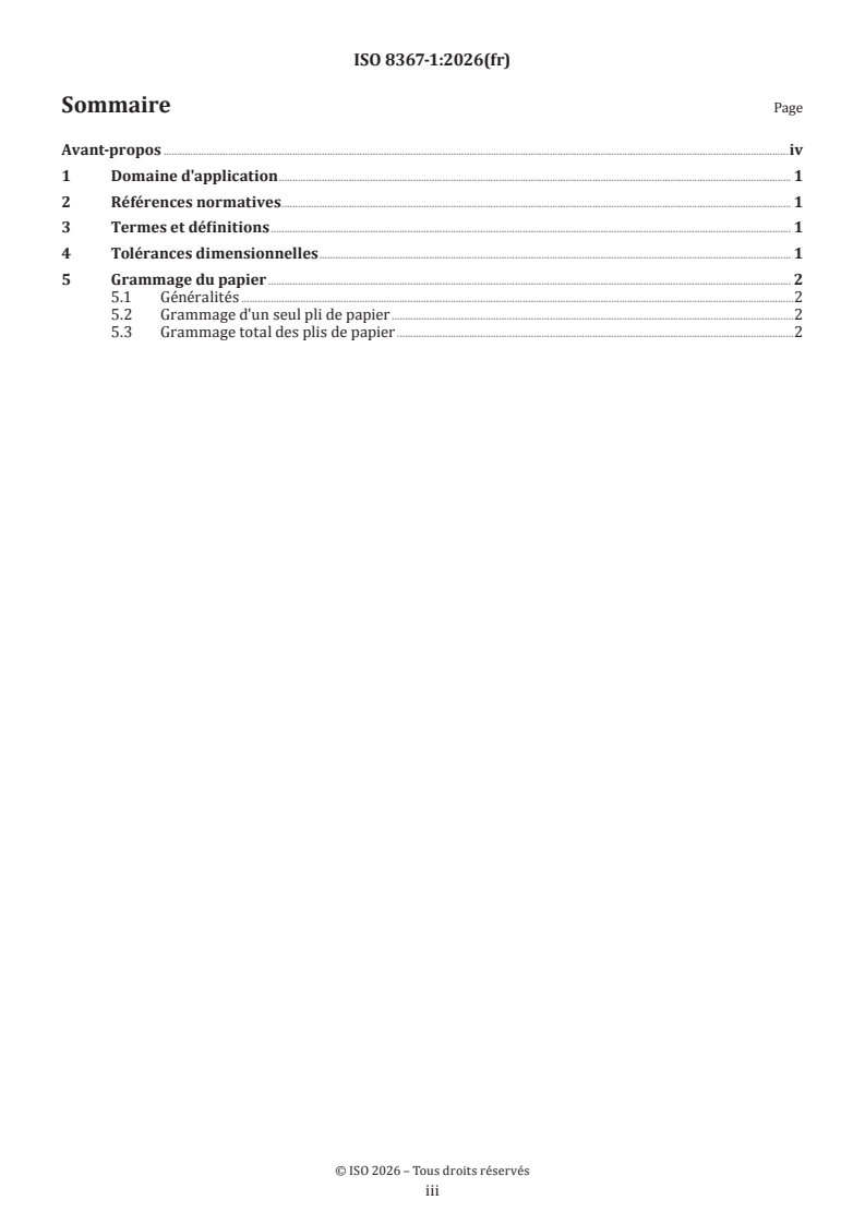 ISO 8367-1:2026 ISO 8367-1:2026 - Emballages — Tolérances dimensionnelles des sacs d'usage général — Partie 1: Sacs en papier - Page 3 preview