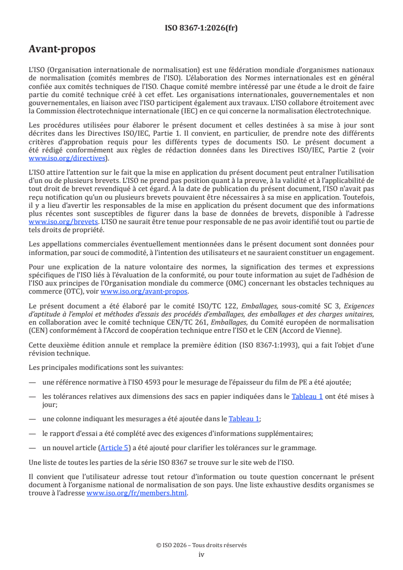ISO 8367-1:2026 ISO 8367-1:2026 - Emballages — Tolérances dimensionnelles des sacs d'usage général — Partie 1: Sacs en papier - Page 4 preview