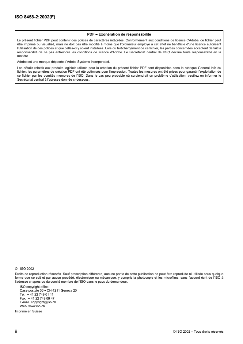 ISO 8458-2:2002 ISO 8458-2:2002 - Fils en acier pour ressorts mécaniques — Partie 2: Fils en acier non allié, patentés, tréfilés à froid/15/2002 - Page 2 preview