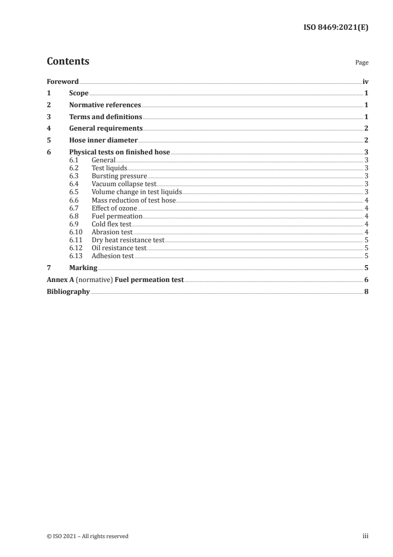 ISO 8469:2021 ISO 8469:2021 - Small craft — Non-fire-resistant fuel hoses/5/2021 - Page 3 preview