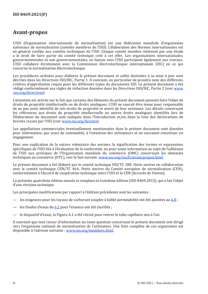 ISO 8469:2021 ISO 8469:2021 - Petits navires — Tuyaux souples pour carburant non résistants au feu/5/2021 - Page 4 preview