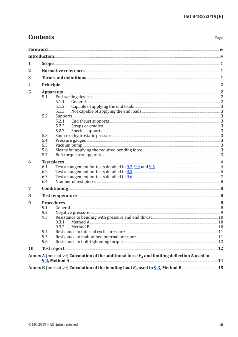 ISO 8483:2019 ISO 8483:2019 - Glass-reinforced thermosetting plastics (GRP) pipes and fittings — Test methods to prove the design of bolted flange joints/2/2019 - Page 3 preview