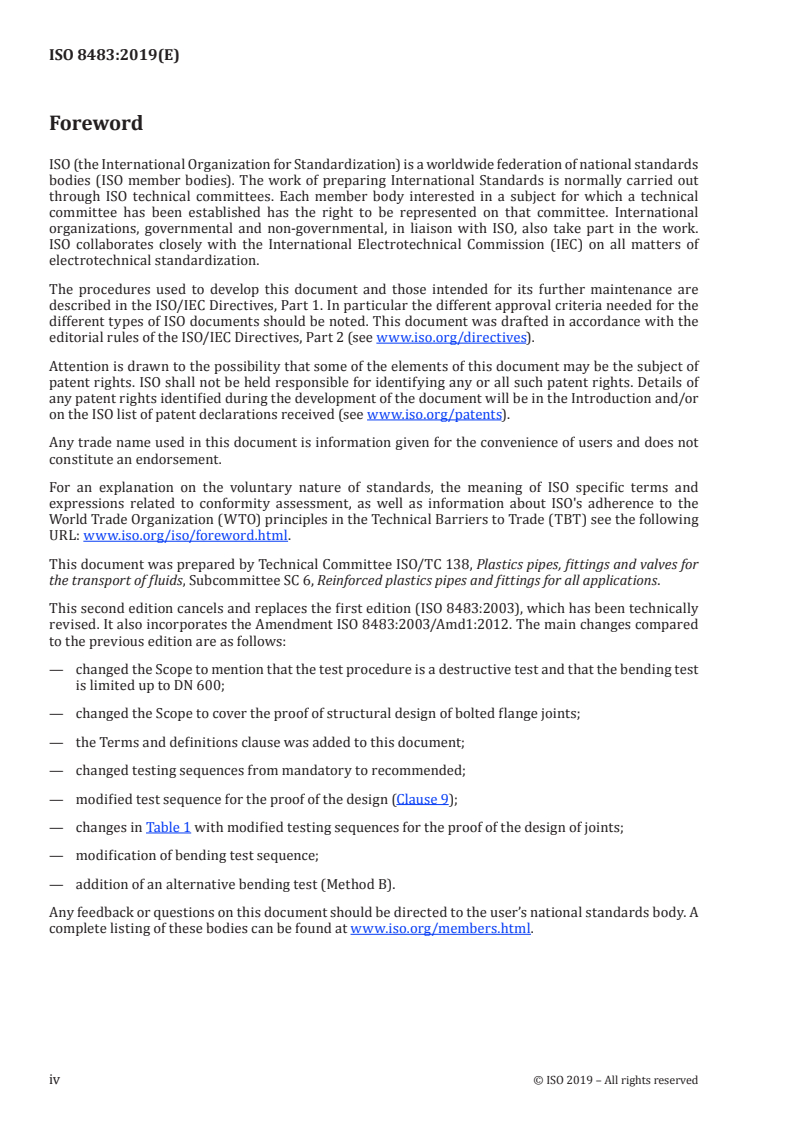 ISO 8483:2019 ISO 8483:2019 - Glass-reinforced thermosetting plastics (GRP) pipes and fittings — Test methods to prove the design of bolted flange joints/2/2019 - Page 4 preview