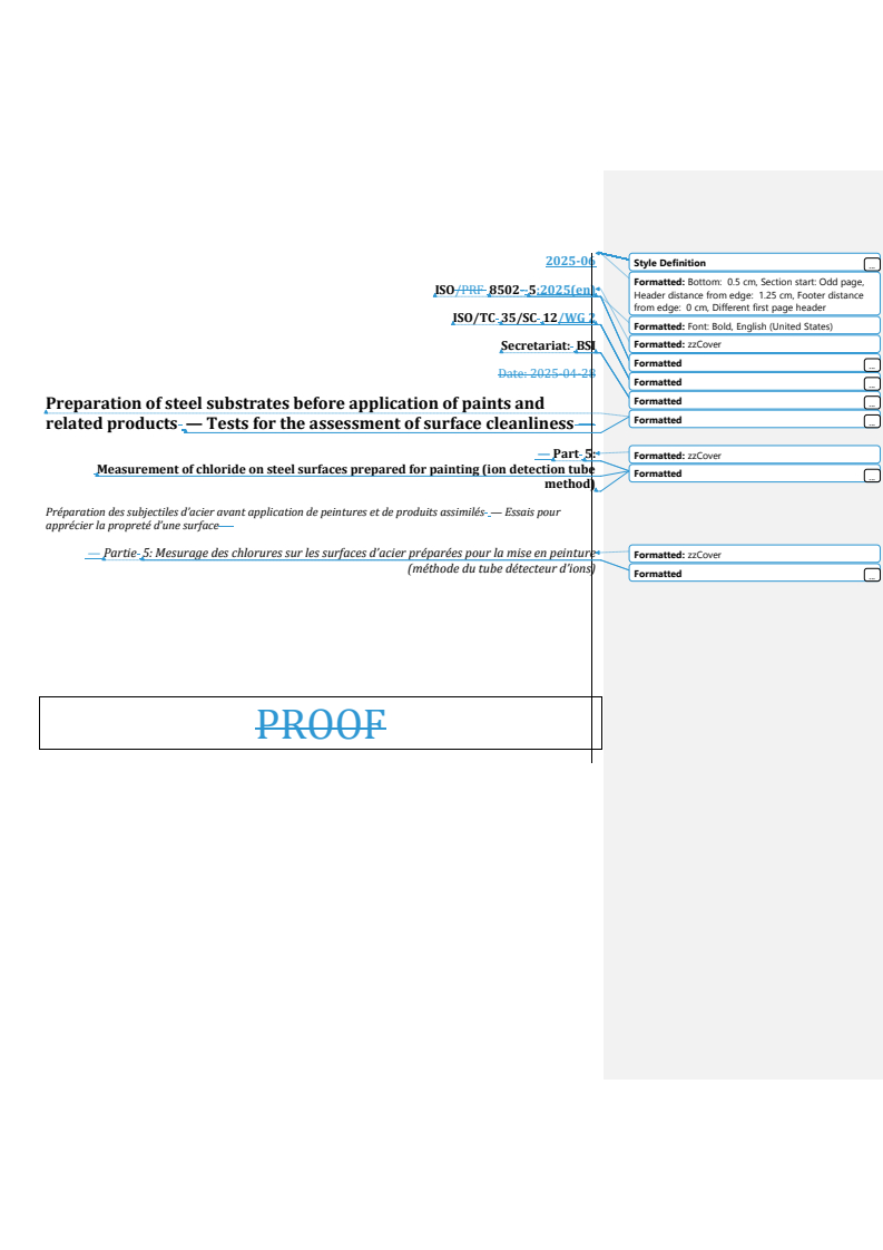 REDLINE ISO 8502-5:2025 - Préparation des subjectiles d’acier avant application de peintures et de produits assimilés — Essais pour apprécier la propreté d’une surface — Partie 5: Mesurage des chlorures sur les surfaces d’acier préparées pour la mise en peinture (méthode du tube détecteur d’ions)
Released:11. 07. 2025