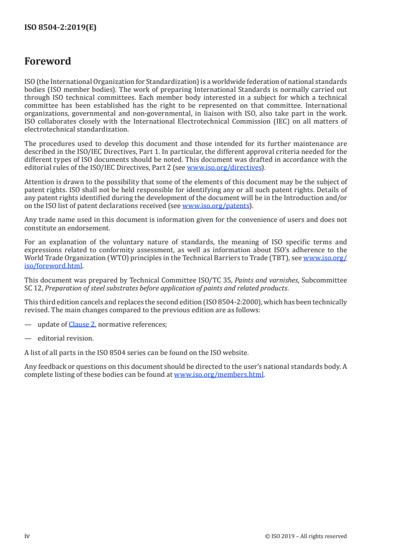 ISO 8504-2:2019 ISO 8504-2:2019 - Preparation of steel substrates before application of paints and related products — Surface preparation methods — Part 2: Abrasive blast-cleaning/31/2019 - Page 4 preview