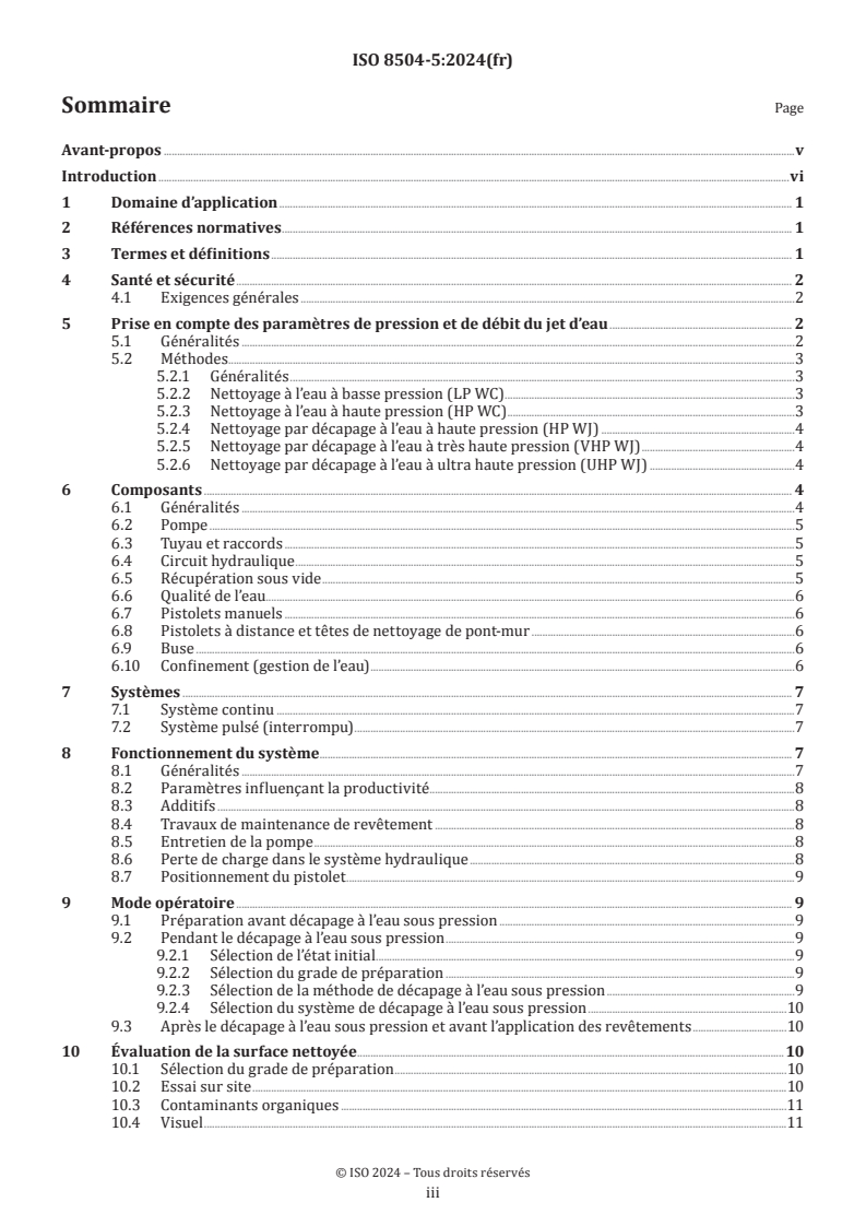 ISO 8504-5:2024 ISO 8504-5:2024 - Préparation des subjectiles d'acier avant application de peintures et de produits assimilés — Méthodes de préparation des subjectiles — Partie 5: Nettoyage au jet d'eau - Page 3 preview