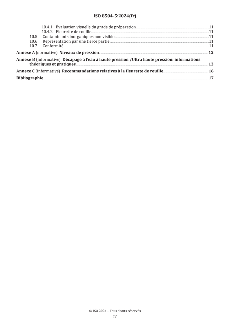 ISO 8504-5:2024 ISO 8504-5:2024 - Préparation des subjectiles d'acier avant application de peintures et de produits assimilés — Méthodes de préparation des subjectiles — Partie 5: Nettoyage au jet d'eau - Page 4 preview