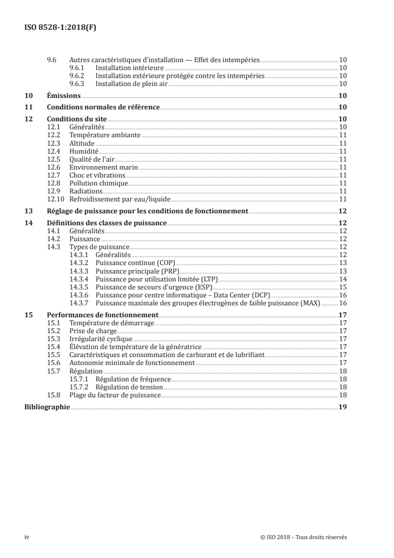 ISO 8528-1:2018 ISO 8528-1:2018 - Groupes électrogènes à courant alternatif entraînés par moteurs alternatifs à combustion interne — Partie 1: Application, caractéristiques et performances/2/2018 - Page 4 preview
