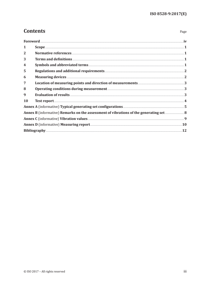 ISO 8528-9:2017 ISO 8528-9:2017 - Reciprocating internal combustion engine driven alternating current generating sets — Part 9: Measurement and evaluation of mechanical vibrations/21/2017 - Page 3 preview