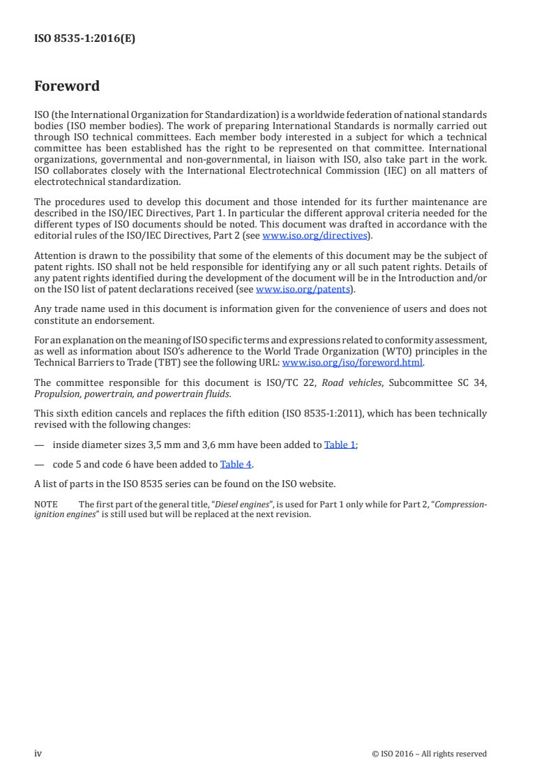ISO 8535-1:2016 ISO 8535-1:2016 - Diesel engines — Steel tubes for high-pressure fuel injection pipes — Part 1: Requirements for seamless cold-drawn single-wall tubes/28/2016 - Page 4 preview