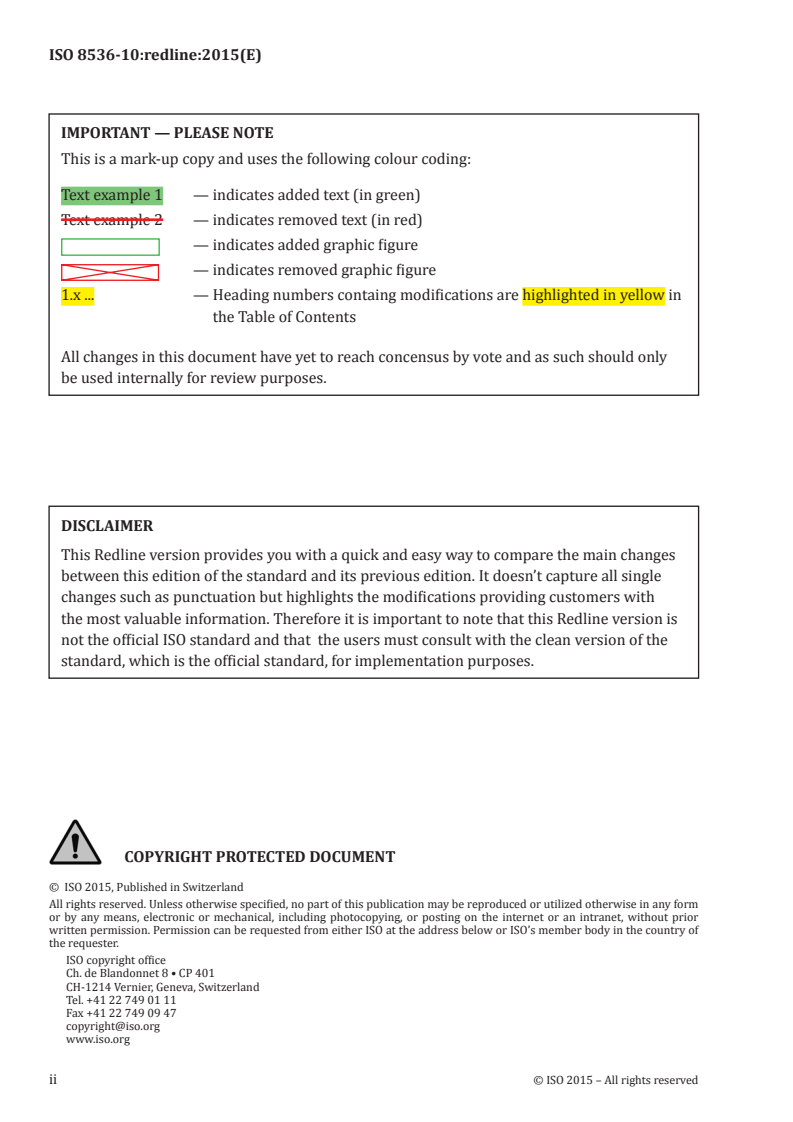 ISO 8536-10:2015 REDLINE ISO 8536-10:2015 - Infusion equipment for medical use — Part 10: Accessories for fluid lines for single use with pressure infusion equipment/10/2015 - Page 2 preview