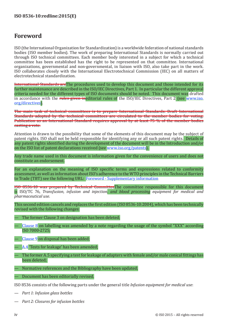 ISO 8536-10:2015 REDLINE ISO 8536-10:2015 - Infusion equipment for medical use — Part 10: Accessories for fluid lines for single use with pressure infusion equipment/10/2015 - Page 4 preview