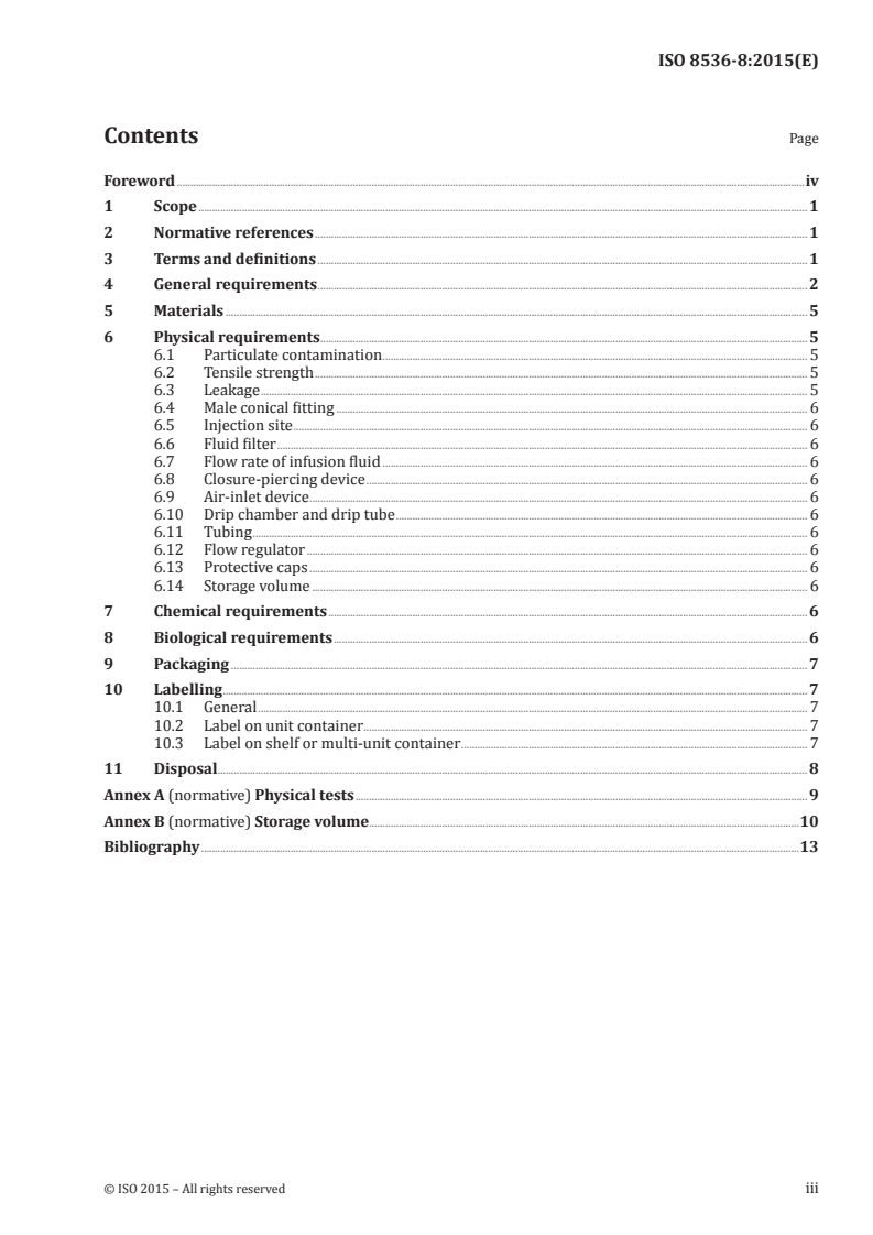 ISO 8536-8:2015 ISO 8536-8:2015 - Infusion equipment for medical use — Part 8: Infusion sets for single use with pressure infusion apparatus/10/2015 - Page 3 preview
