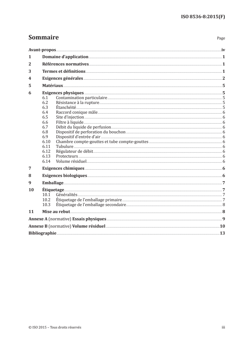 ISO 8536-8:2015 ISO 8536-8:2015 - Matériel de perfusion à usage médical — Partie 8: Appareils de perfusion non réutilisables avec des appareils de perfusion sous pression/10/2015 - Page 3 preview
