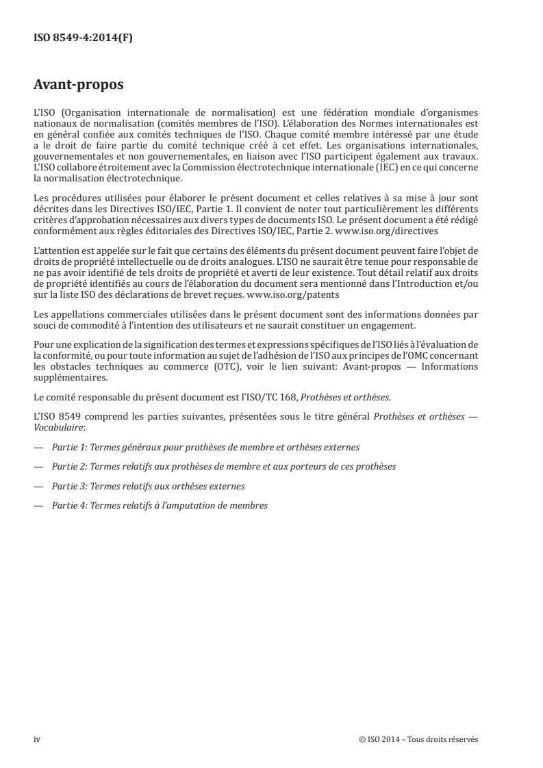 ISO 8549-4:2014 ISO 8549-4:2014 - Prothèses et orthèses — Vocabulaire — Partie 4: Termes relatifs à l'amputation de membres/30/2014 - Page 4 preview