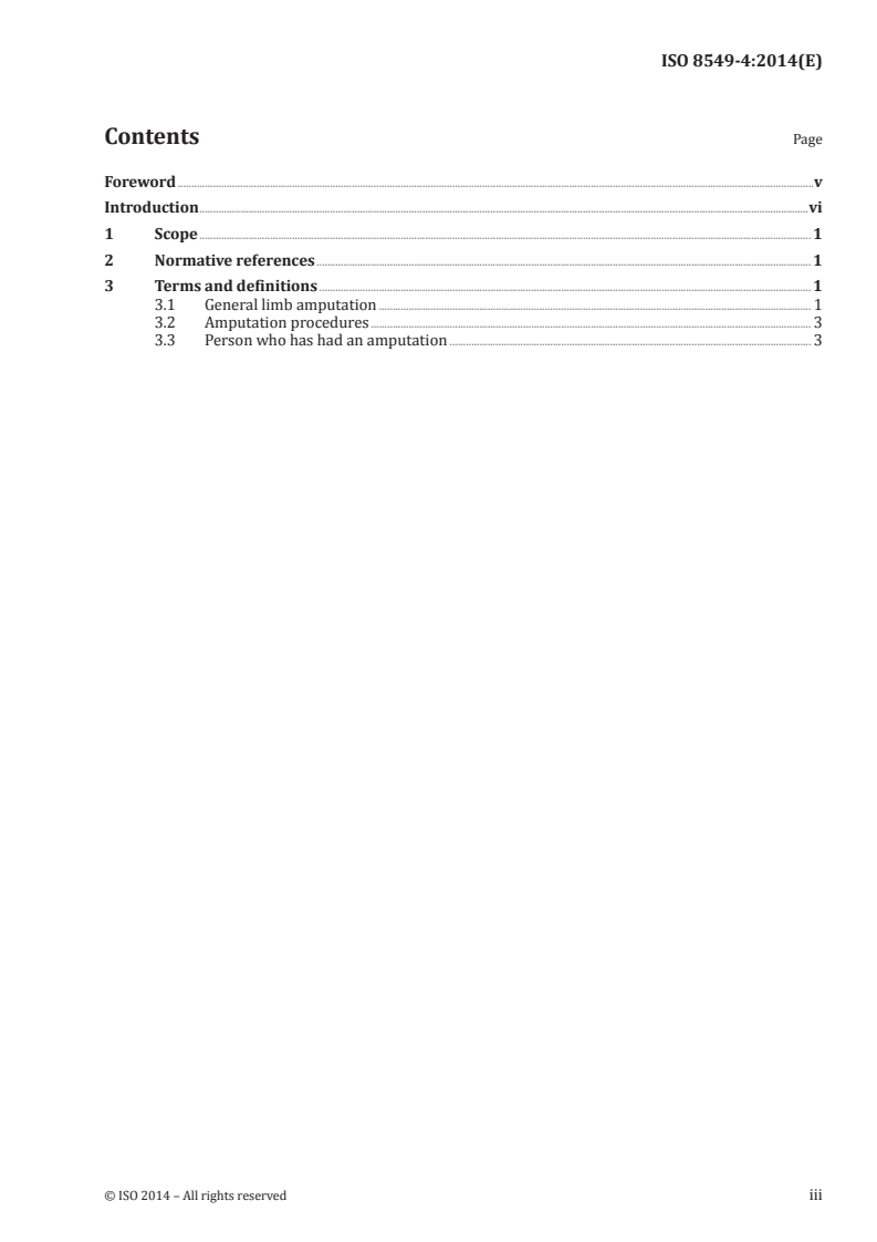 ISO 8549-4:2014 ISO 8549-4:2014 - Prosthetics and orthotics — Vocabulary — Part 4: Terms relating to limb amputation/30/2014 - Page 3 preview