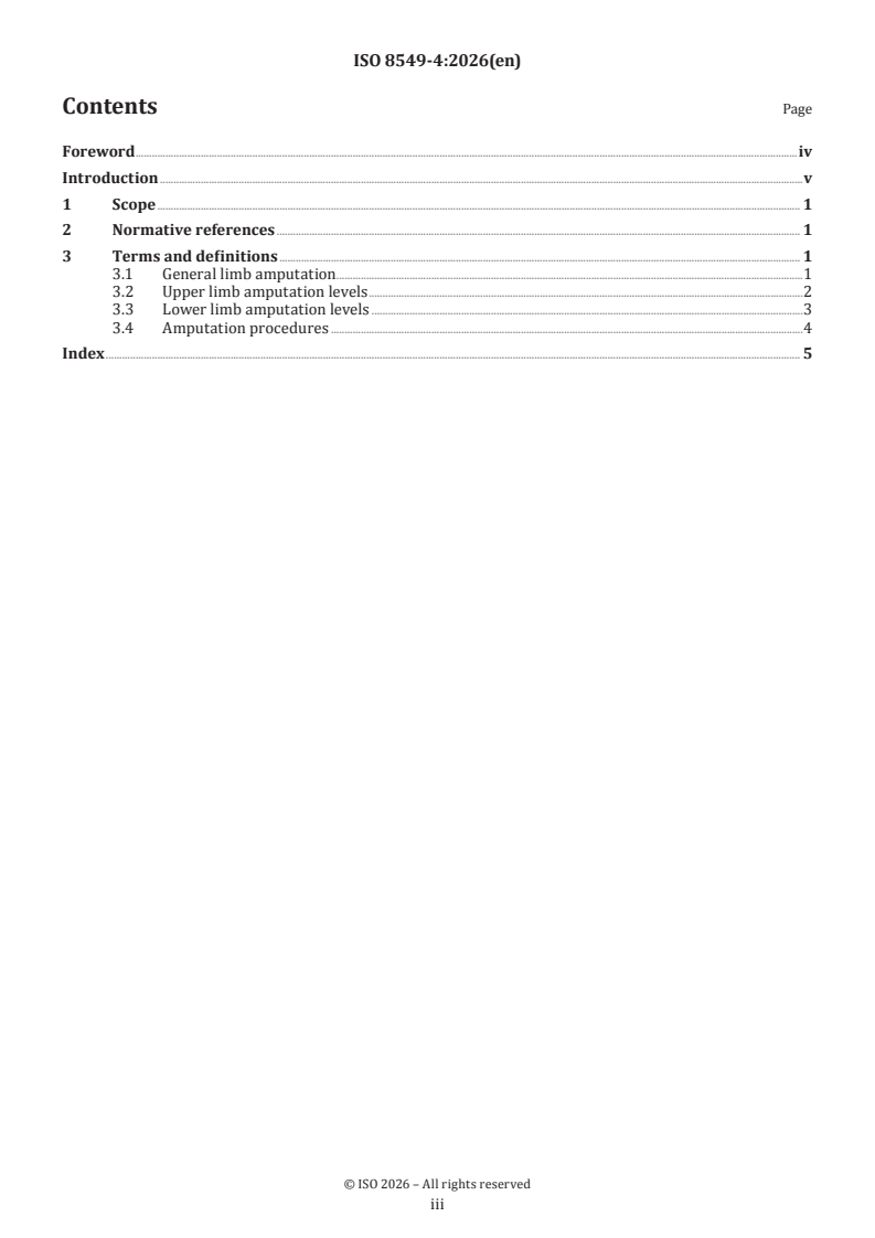 ISO 8549-4:2026 ISO 8549-4:2026 - Prosthetics and orthotics — Vocabulary — Part 4: Terms relating to limb amputation - Page 3 preview