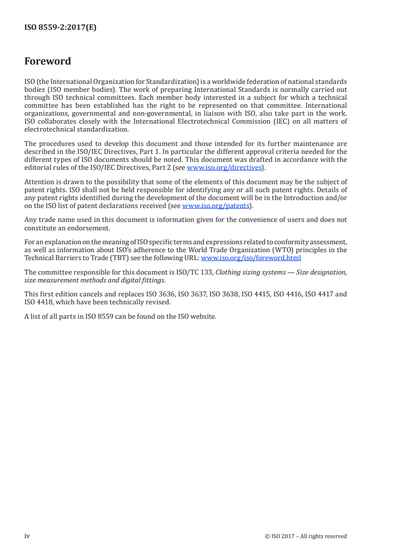 ISO 8559-2:2017 ISO 8559-2:2017 - Size designation of clothes — Part 2: Primary and secondary dimension indicators/28/2017 - Page 4 preview