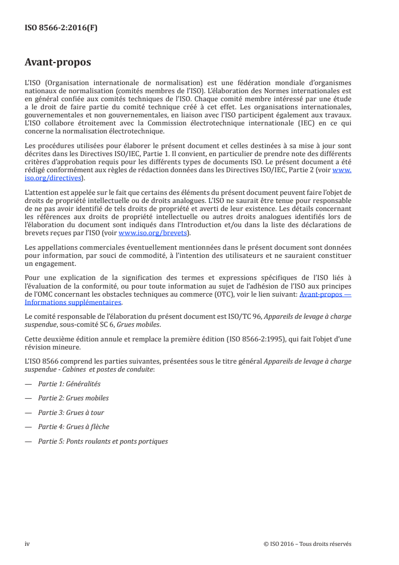 ISO 8566-2:2016 ISO 8566-2:2016 - Appareils de levage à charge suspendue — Cabines et postes de conduite — Partie 2: Grues mobiles/2/2016 - Page 4 preview