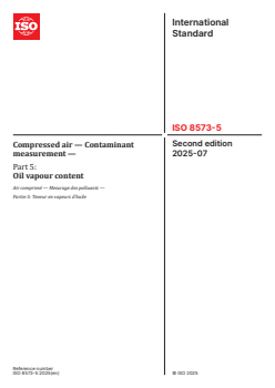 ISO 8573-5:2025 - Compressed air — Contaminant measurement — Part 5: Oil vapour content
Released:9. 07. 2025 - Page 1 preview