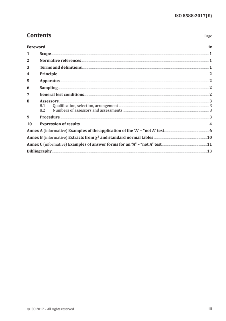 SIST ISO 8588:2018 ISO 8588:2017 - Sensory analysis — Methodology — "A" - "not A" test/21/2017 - Page 3 preview